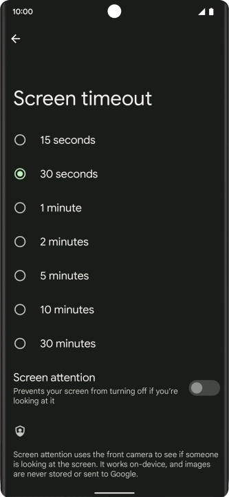 Press the required setting.