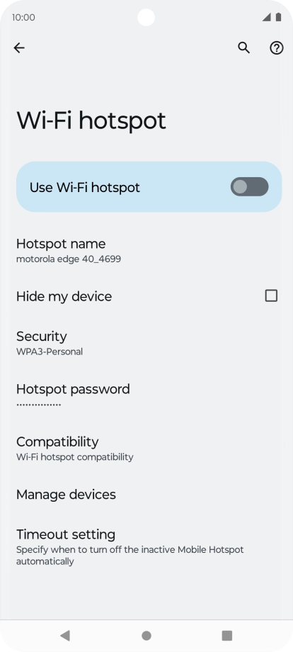 Press Hotspot password.