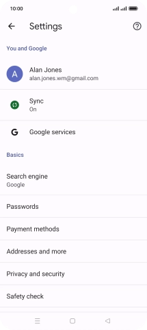 Press Privacy and security.