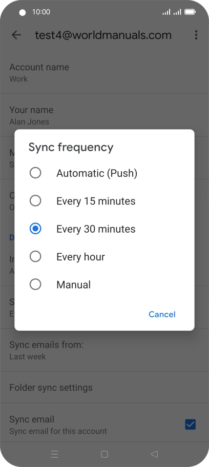 Press the required setting. Press the required setting.