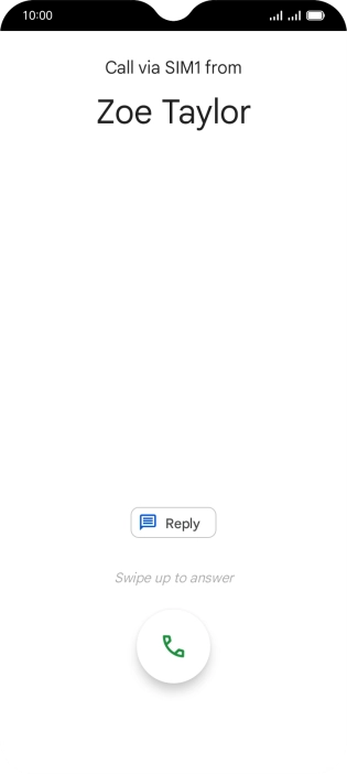 Press and drag the accept call icon upwards.