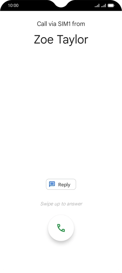 Press and drag the accept call icon upwards.