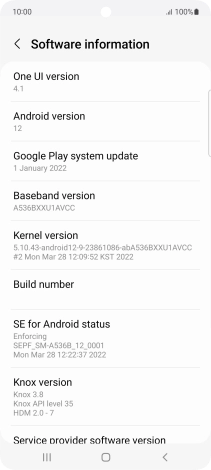 Your phone's software version is displayed below Android version.