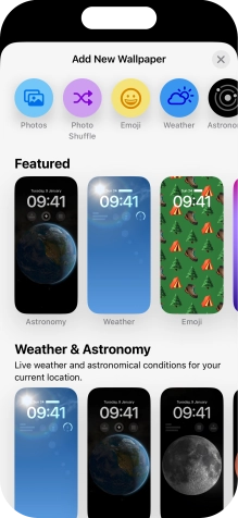 Press the required category and follow the instructions on the screen to select the required background image.