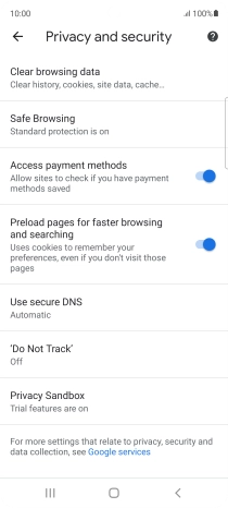 Press Clear browsing data.