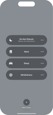 Press the required focus mode to activate or deactivate it immediately.