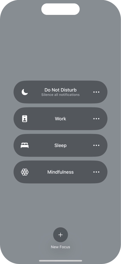 Press the required focus mode to activate or deactivate it immediately.