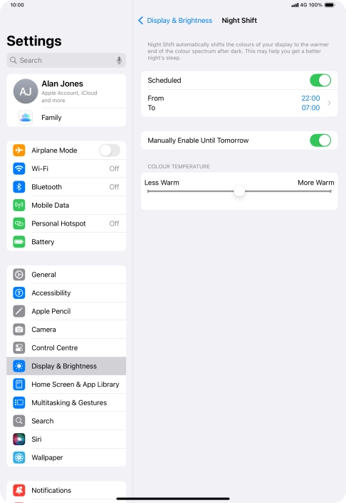 Press and drag the indicator below 