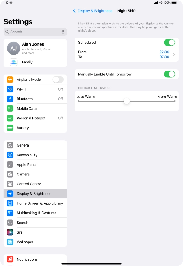 Press and drag the indicator below 