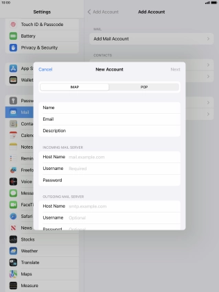 Press IMAP.