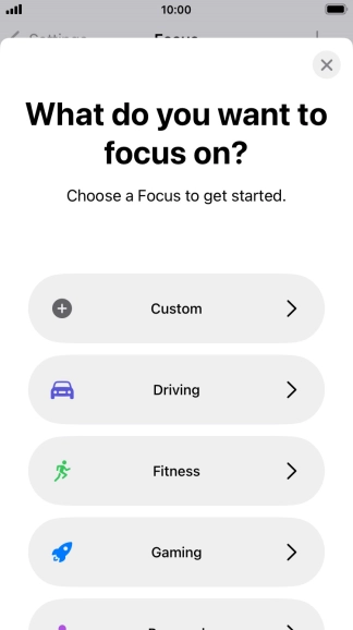 Press the required focus mode and follow the instructions on the screen to add the selected focus mode.