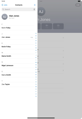 Press the required contact.