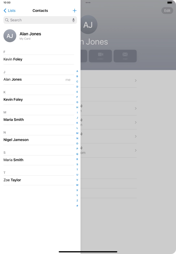Press the required contact.