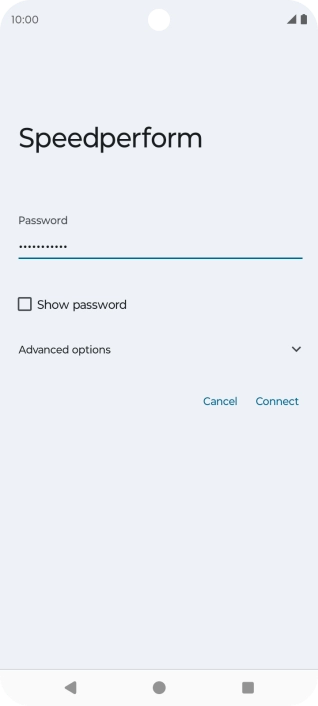 Key in the password for the Wi-Fi network and press Connect.