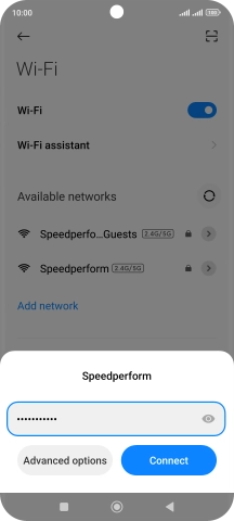 Key in the password for the Wi-Fi network and press Connect.