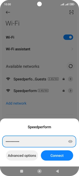 Key in the password for the Wi-Fi network and press Connect.
