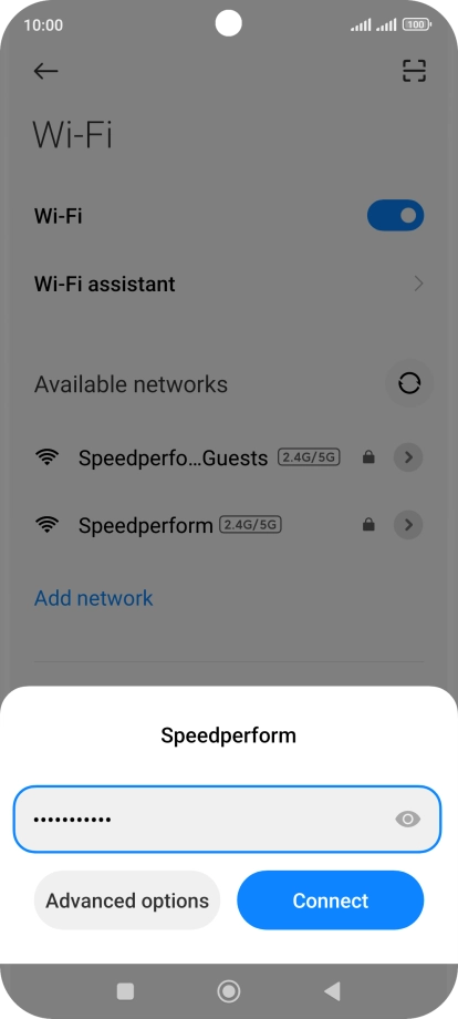 Key in the password for the Wi-Fi network and press Connect.