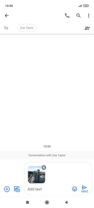 Press the text input field and write the text for your picture message. Press the text input field and write the text for your picture message.