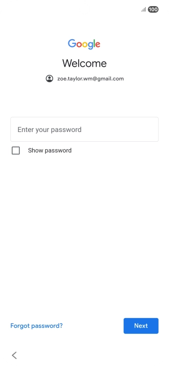 Press Enter your password and key in the password for your Google account.