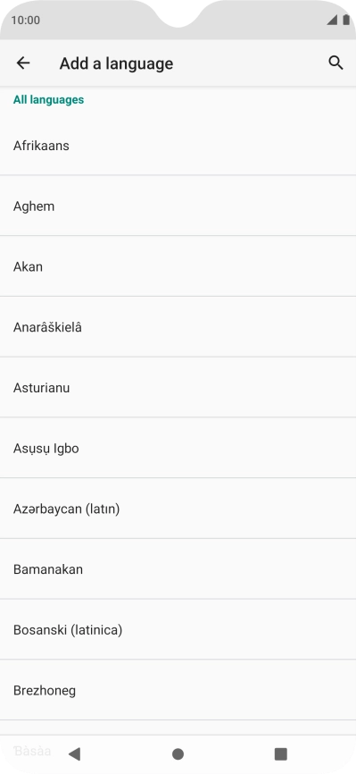 Press the required language to add it to the list of phone languages.