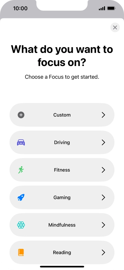 Press the required focus mode and follow the instructions on the screen to add the selected focus mode.