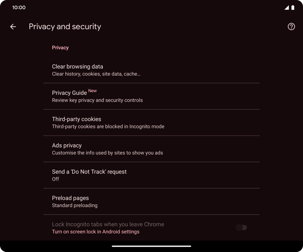 Press Clear browsing data. Press Clear browsing data.