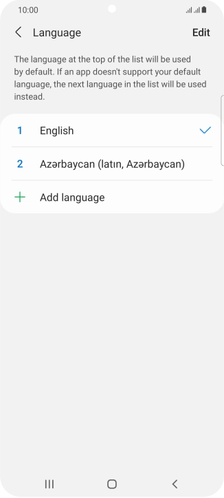 To subsequently select another language as the default language, press the required language. To subsequently select another language as the default language, press the required language.