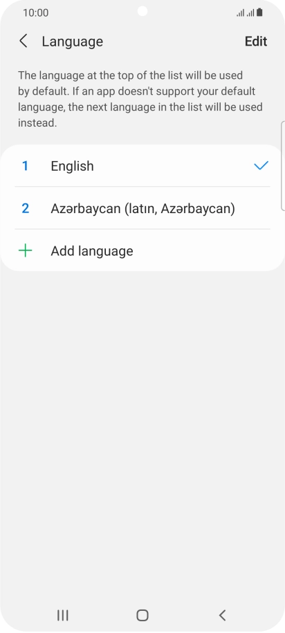 To subsequently select another language as the default language, press the required language. To subsequently select another language as the default language, press the required language.