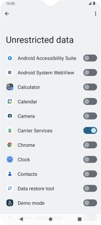 Press the indicators next to the required apps to turn the function on or off.