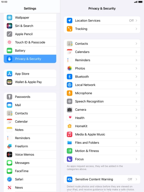 Press Location Services.
