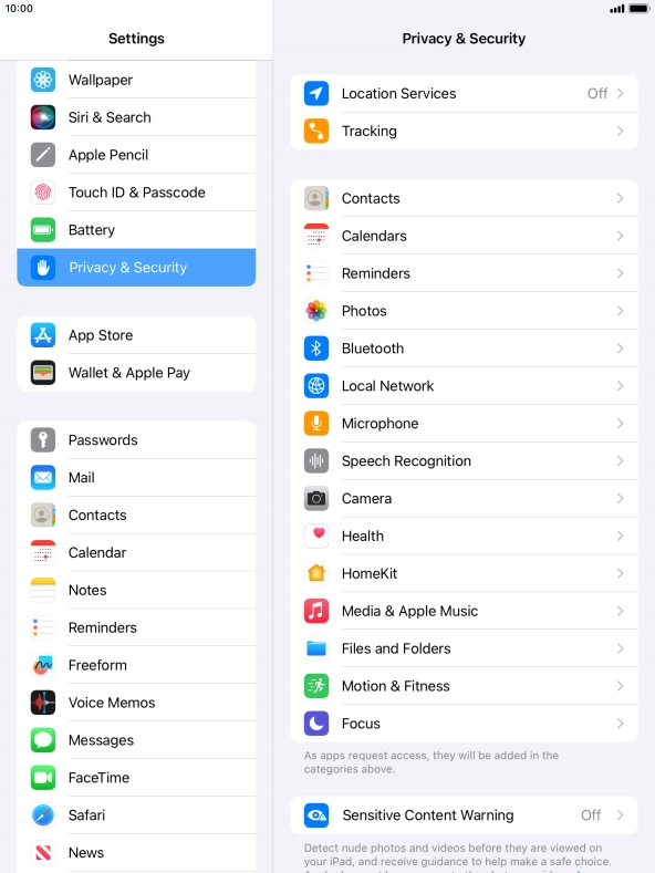 Press Location Services.