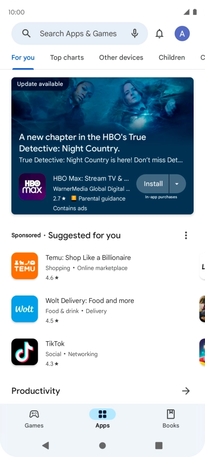 Press the profile icon.