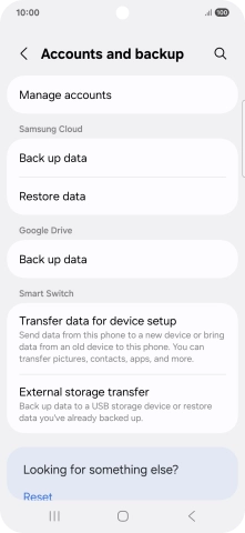 Press Manage accounts.