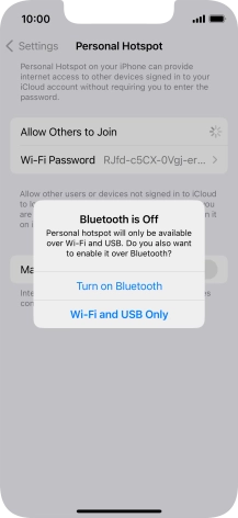 If Wi-Fi is turned on, press Wi-Fi and USB Only.