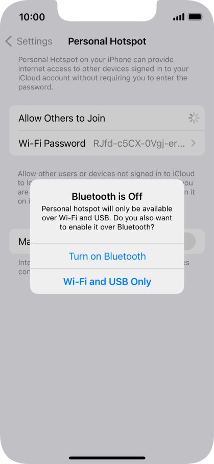 If Wi-Fi is turned on, press Wi-Fi and USB Only.