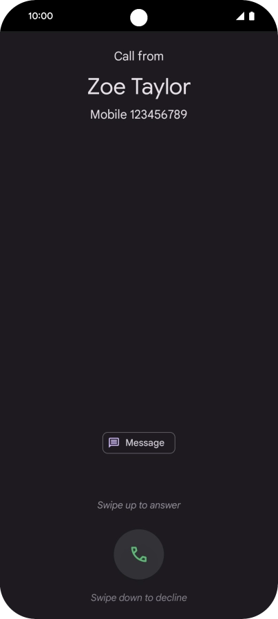 Press and drag the accept call icon upwards.