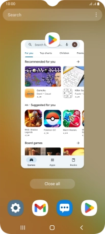 To end one running application, slide your finger upwards on the required application.