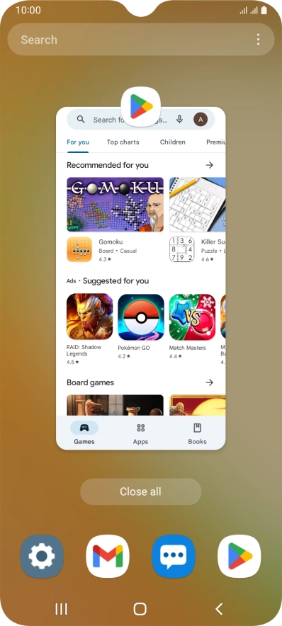 To end one running application, slide your finger upwards on the required application.