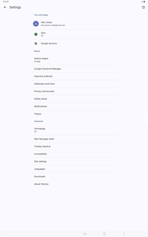 Press Privacy and security.
