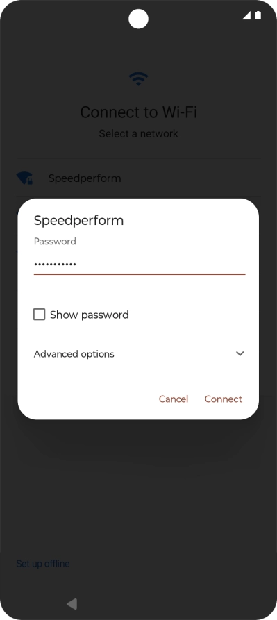 Key in the password for the Wi-Fi network and press Connect.