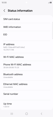 Your phone's EID number is displayed below EID.
