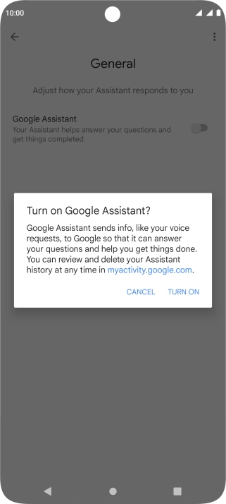 If you turn on the function, press TURN ON.