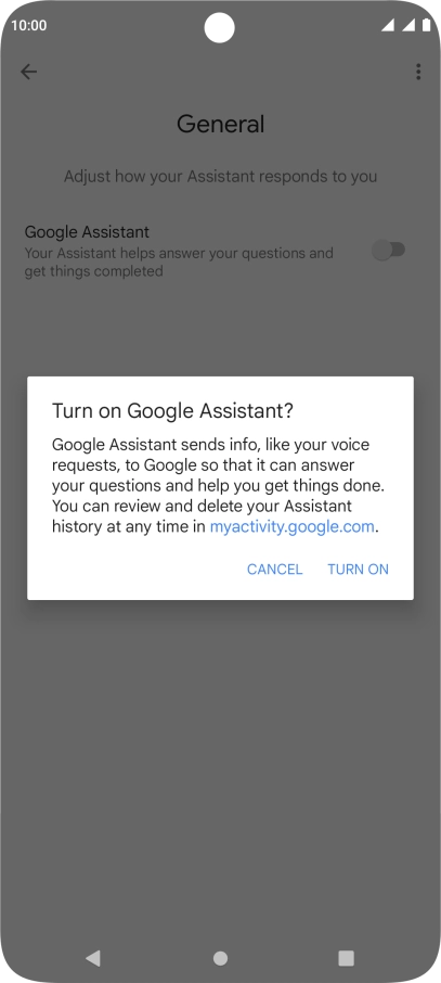 If you turn on the function, press TURN ON.