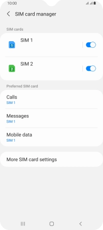 Press the indicator next to the required SIM.