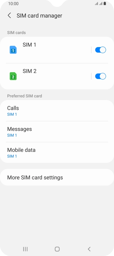 Press the indicator next to the required SIM.