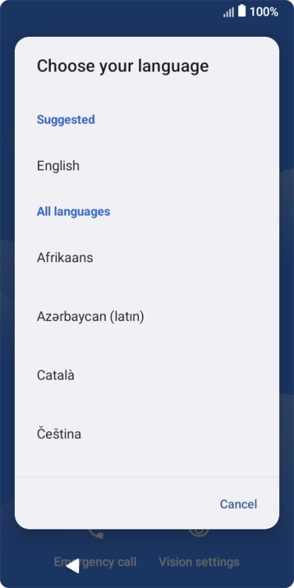 Press the required language.