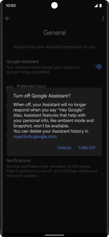 If you turn off the function, press TURN OFF.