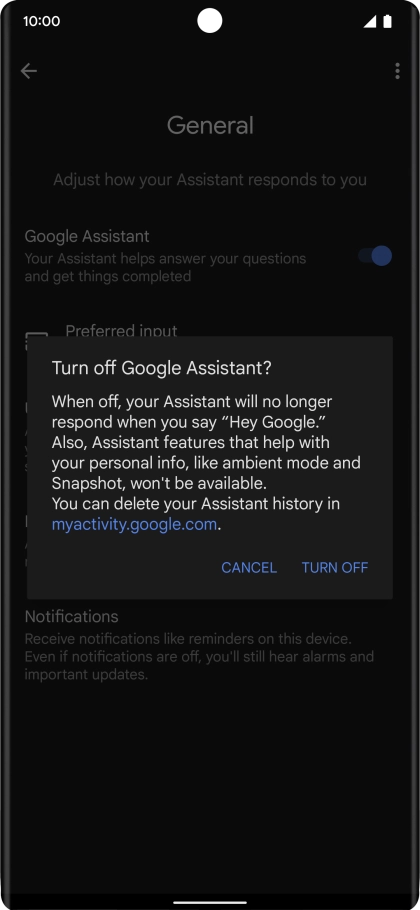 If you turn off the function, press TURN OFF.