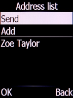 Select Send and press the Left selection key.