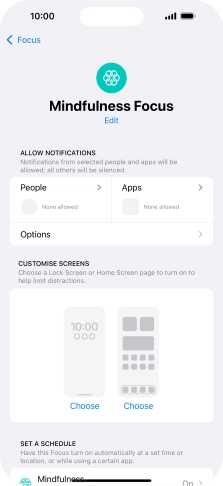 Press People and follow the instructions on the screen to select which contacts you would like to receive calls and notifications from when the selected focus mode is active. Press People and follow the instructions on the screen to select which contacts you would like to receive calls and notifications from when the selected focus mode is active.